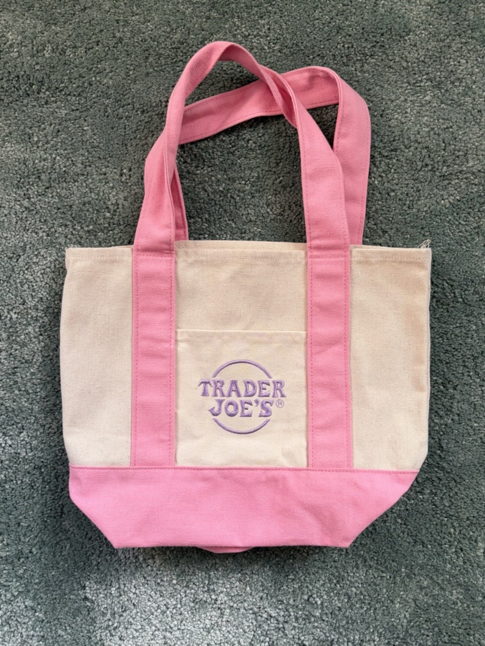 Trader Joe's Pink and Cream Canvas Tote Bag
